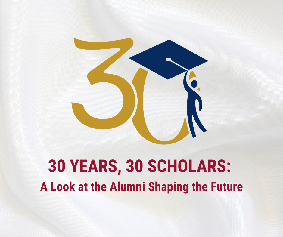 Graphic celebrating the Carson Scholars Fund’s 30th anniversary scholarship milestone with “30 Years, 30 Scholars: A Look at the Alumni Shaping the Future.”